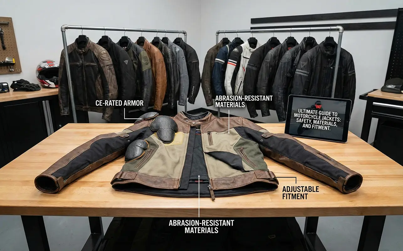Read more about the article The Ultimate Guide to Motorcycle Jackets: Leather, Textile & Mesh Explained