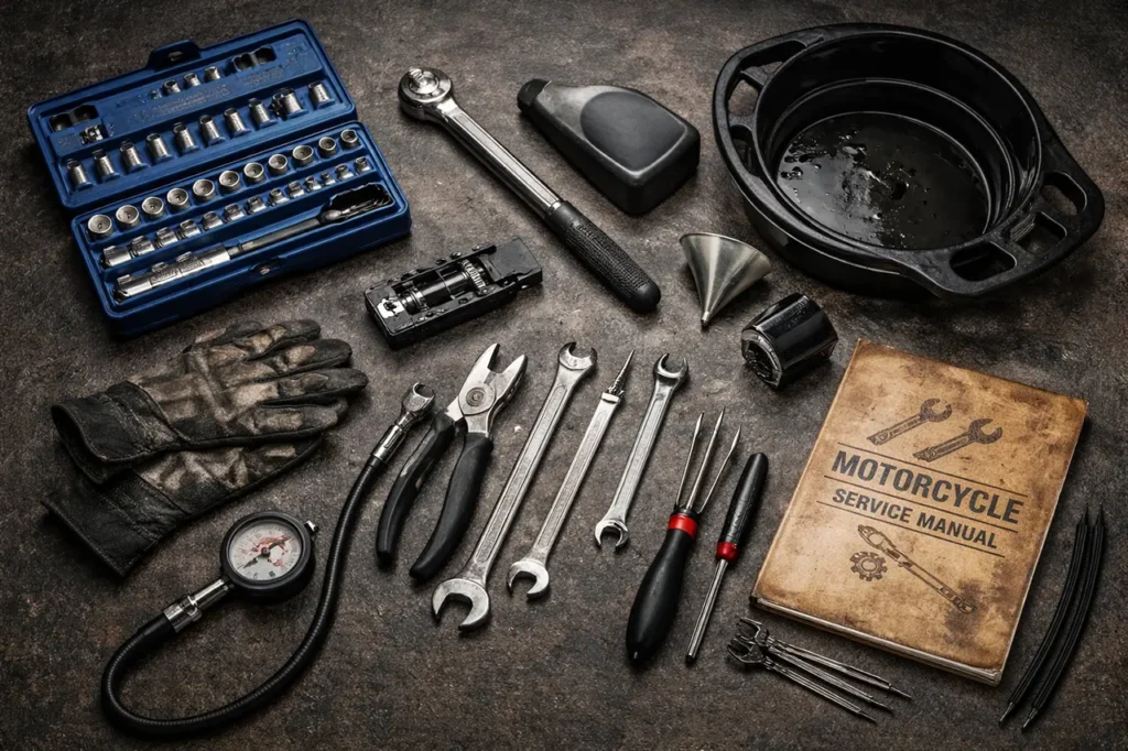 Maintenance on a Motorcycle: The Complete Guide Every Rider Needs 5 Basic home garage motorcycle tool kit