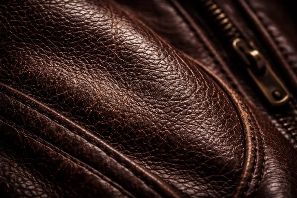 How to Break In a New Leather Motorcycle Jacket 2 Close-up macro shot of leather fibers