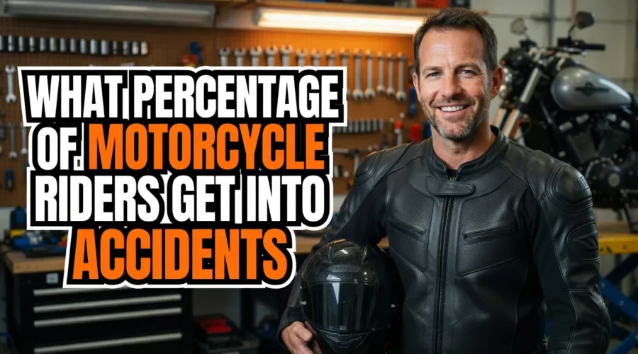 What percentage of motorcycle riders get into accidents